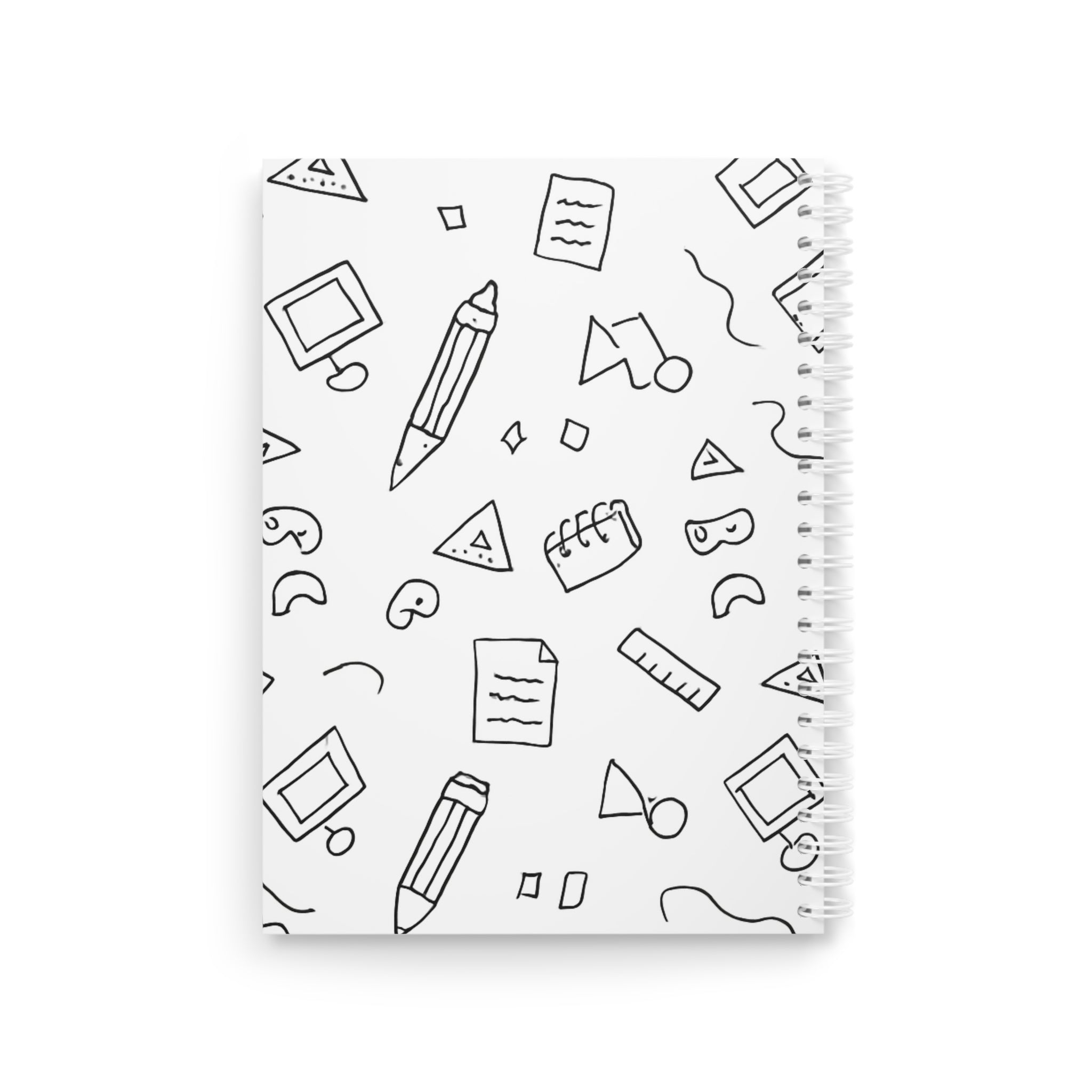 Minimalist Doodle Spiral Notebook | Cute School Journal | Aesthetic Wide-Ruled Notebook for Students